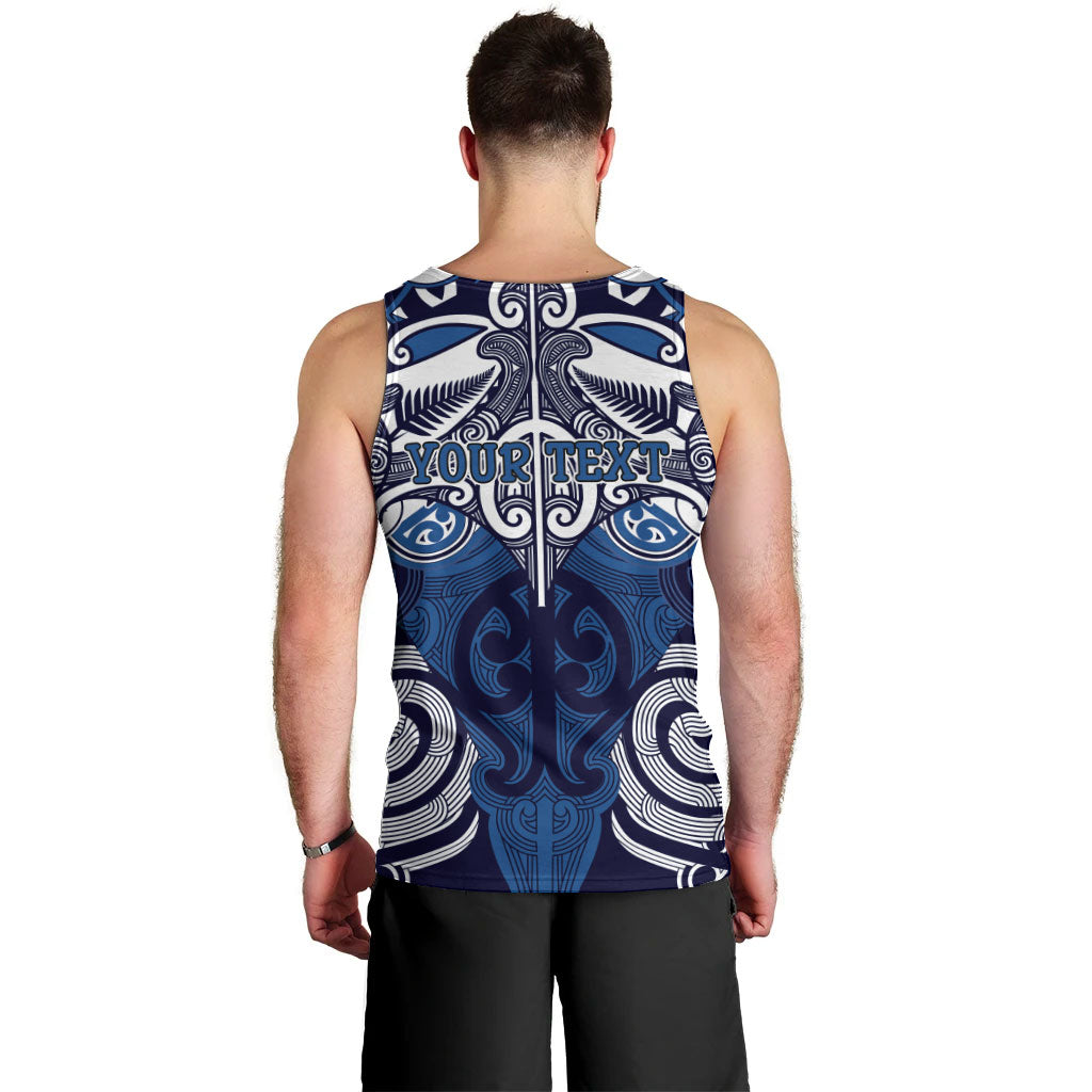 Personalised Maori Ngati Tuwharetoa Men Tank Top Silver Fern Kowhaiwhai Art