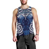 Personalised Maori Ngati Tuwharetoa Men Tank Top Silver Fern Kowhaiwhai Art