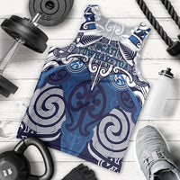Personalised Maori Ngati Tuwharetoa Men Tank Top Silver Fern Kowhaiwhai Art