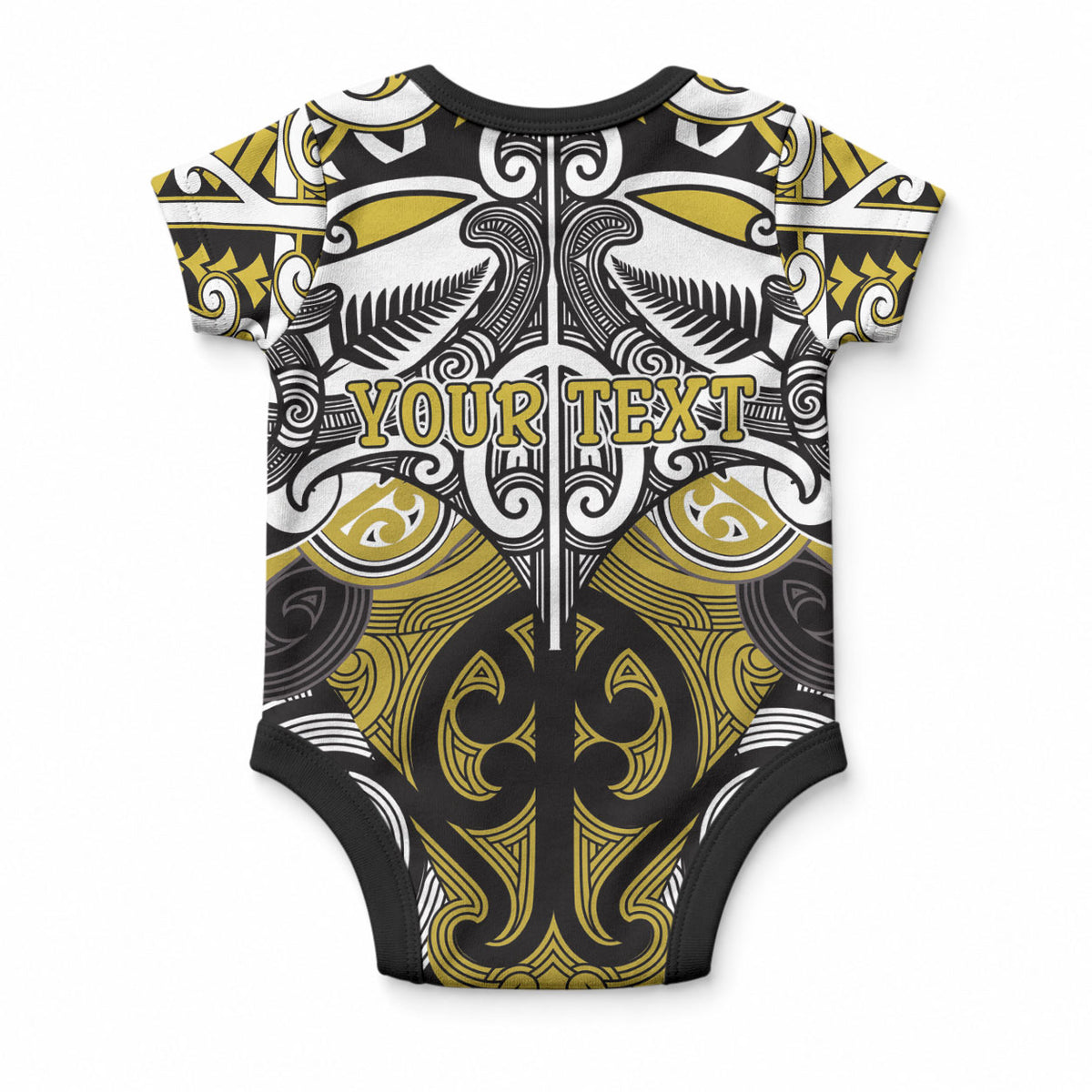 Personalised Maori Ngati Whatua Baby Onesie Silver Fern Kowhaiwhai Art