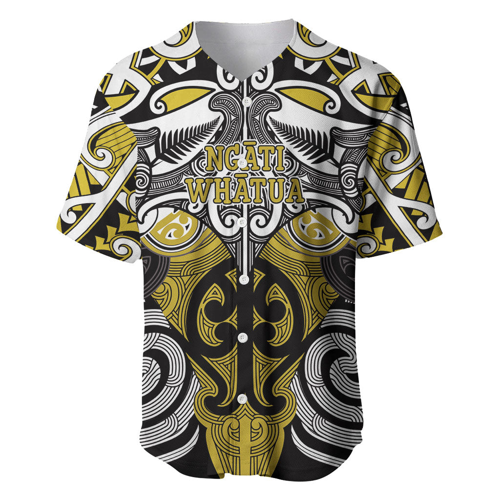 Personalised Maori Ngati Whatua Baseball Jersey Silver Fern Kowhaiwhai Art LT01 Yellow - Polynesian Pride