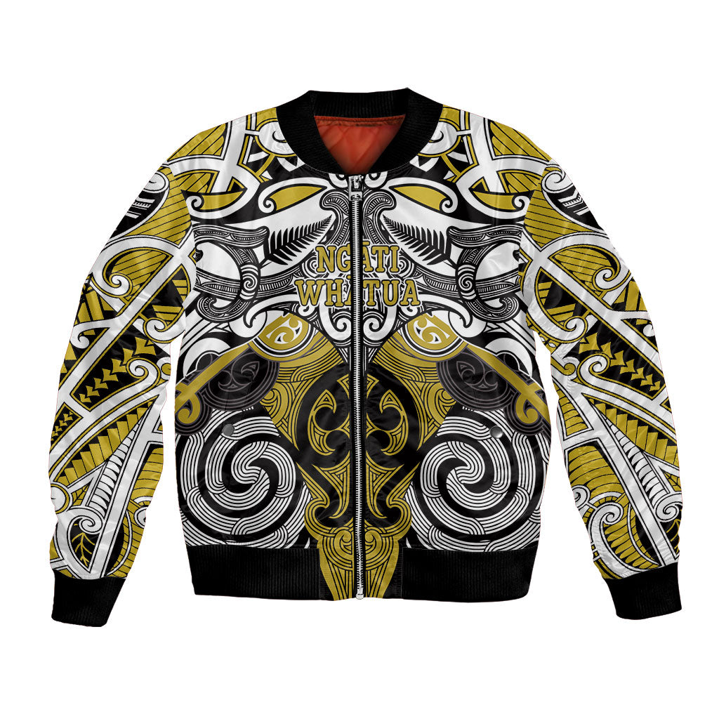 Personalised Maori Ngati Whatua Bomber Jacket Silver Fern Kowhaiwhai Art LT01 Unisex Yellow - Polynesian Pride