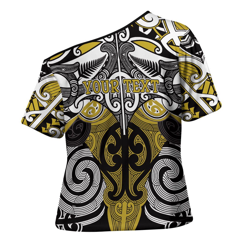 Personalised Maori Ngati Whatua Cross Shoulder Shirt Silver Fern Kowhaiwhai Art