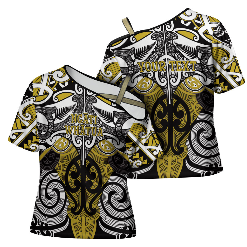 Personalised Maori Ngati Whatua Cross Shoulder Shirt Silver Fern Kowhaiwhai Art