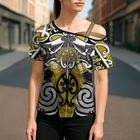 Personalised Maori Ngati Whatua Cross Shoulder Shirt Silver Fern Kowhaiwhai Art
