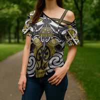 Personalised Maori Ngati Whatua Cross Shoulder Shirt Silver Fern Kowhaiwhai Art