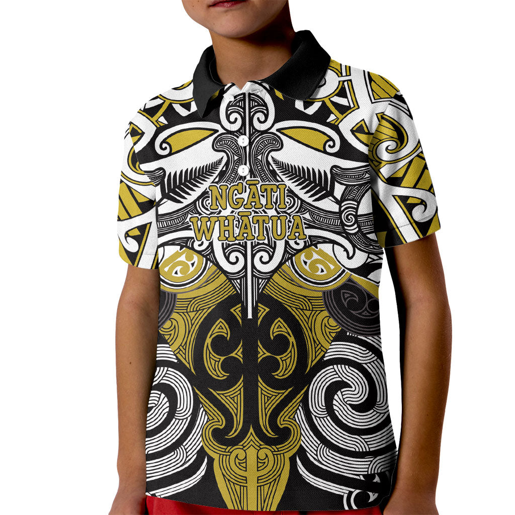 Personalised Maori Ngati Whatua Kid Polo Shirt Silver Fern Kowhaiwhai Art LT01 Kid Yellow - Polynesian Pride