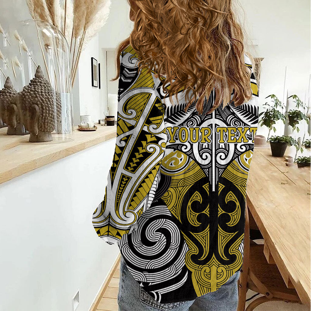 Personalised Maori Ngati Whatua Women Casual Shirt Silver Fern Kowhaiwhai Art