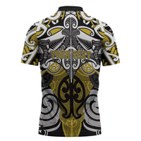 Personalised Maori Ngati Whatua Zipper Polo Shirt Silver Fern Kowhaiwhai Art