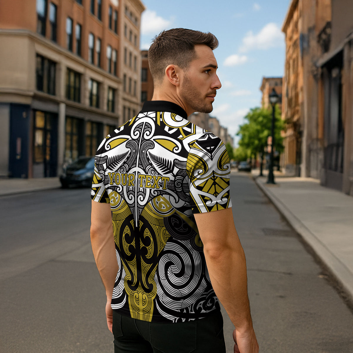Personalised Maori Ngati Whatua Zipper Polo Shirt Silver Fern Kowhaiwhai Art