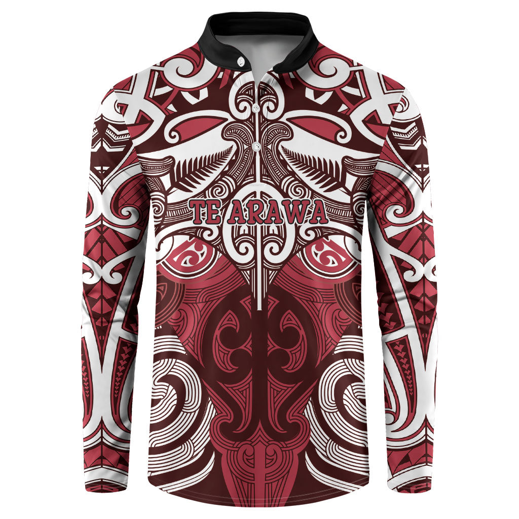 Personalised Maori Te Arawa Button Sweatshirt Silver Fern Kowhaiwhai Art