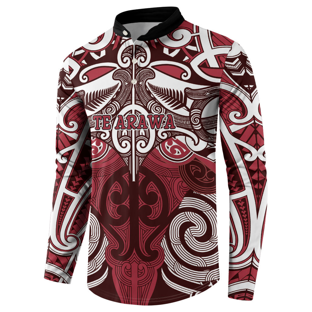 Personalised Maori Te Arawa Button Sweatshirt Silver Fern Kowhaiwhai Art