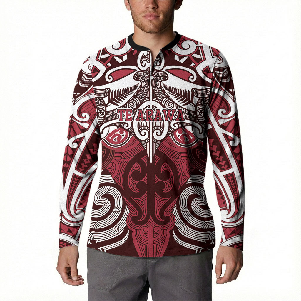 Personalised Maori Te Arawa Button Sweatshirt Silver Fern Kowhaiwhai Art