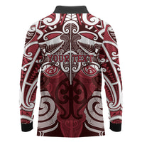 Personalised Maori Te Arawa Long Sleeve Polo Shirt Silver Fern Kowhaiwhai Art