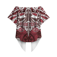 Personalised Maori Te Arawa Off Shoulder Wrap Waist Top Silver Fern Kowhaiwhai Art