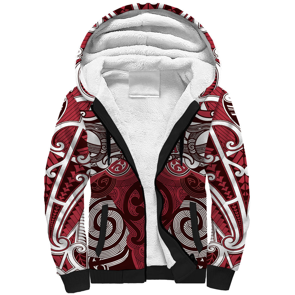 Personalised Maori Te Arawa Sherpa Hoodie Silver Fern Kowhaiwhai Art