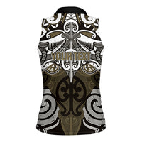 Personalised Maori Waikato Tainui Women Sleeveless Polo Shirt Silver Fern Kowhaiwhai Art