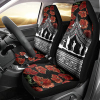 New Zealand ANZAC Day Car Seat Cover Poppy With Polynesian Pattern LT01 - Polynesian Pride