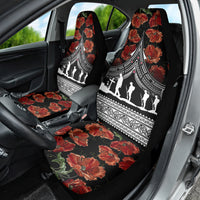 New Zealand ANZAC Day Car Seat Cover Poppy With Polynesian Pattern LT01 - Polynesian Pride