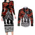 New Zealand ANZAC Day Couples Matching Long Sleeve Bodycon Dress and Long Sleeve Button Shirt Poppy With Polynesian Pattern LT01 Black - Polynesian Pride