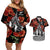 New Zealand ANZAC Day Couples Matching Off Shoulder Short Dress and Hawaiian Shirt Poppy With Polynesian Pattern LT01 Black - Polynesian Pride