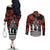 New Zealand ANZAC Day Couples Matching Off The Shoulder Long Sleeve Dress and Long Sleeve Button Shirt Poppy With Polynesian Pattern LT01 - Polynesian Pride