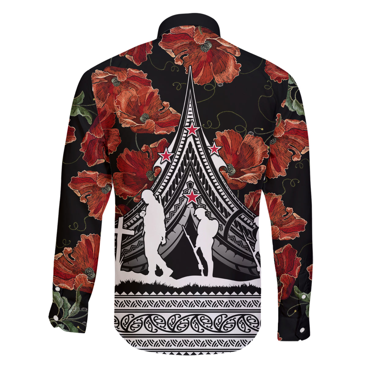 New Zealand ANZAC Day Family Matching Short Sleeve Bodycon Dress and Hawaiian Shirt Poppy With Polynesian Pattern LT01 - Polynesian Pride