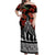 New Zealand ANZAC Day Off Shoulder Maxi Dress Poppy With Polynesian Pattern LT01 Women Black - Polynesian Pride