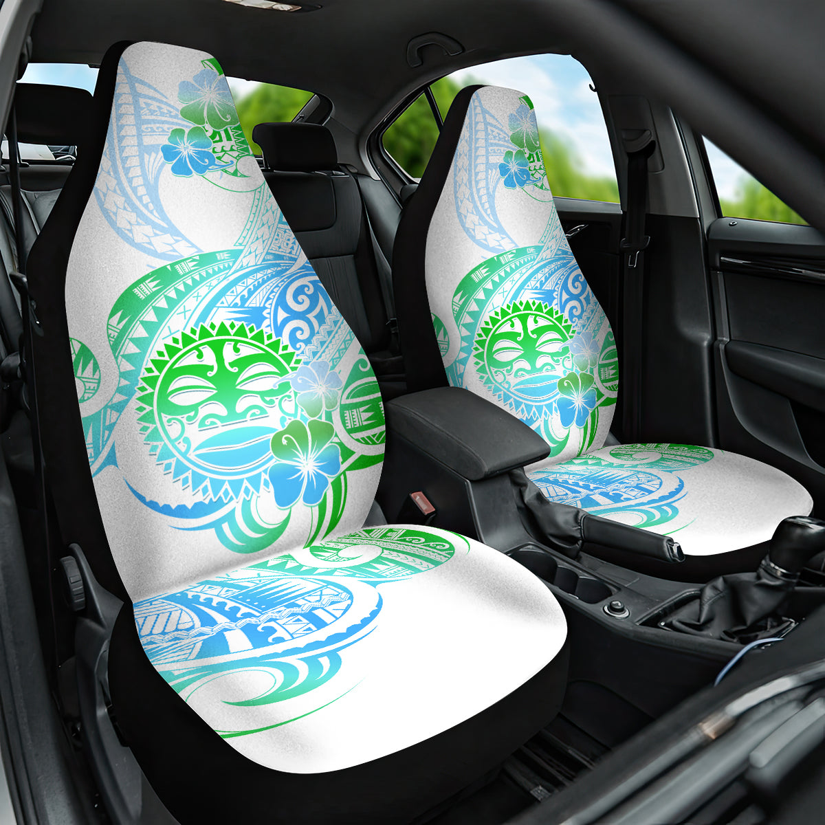 Kia Ora Maori New Zealand Pastel Car Seat Cover Sun Ta Moko Aqua Green Version LT01 One Size Aqua - Polynesian Pride
