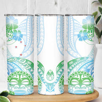 Kia Ora Maori New Zealand Pastel Skinny Tumbler Sun Ta Moko Aqua Green Version