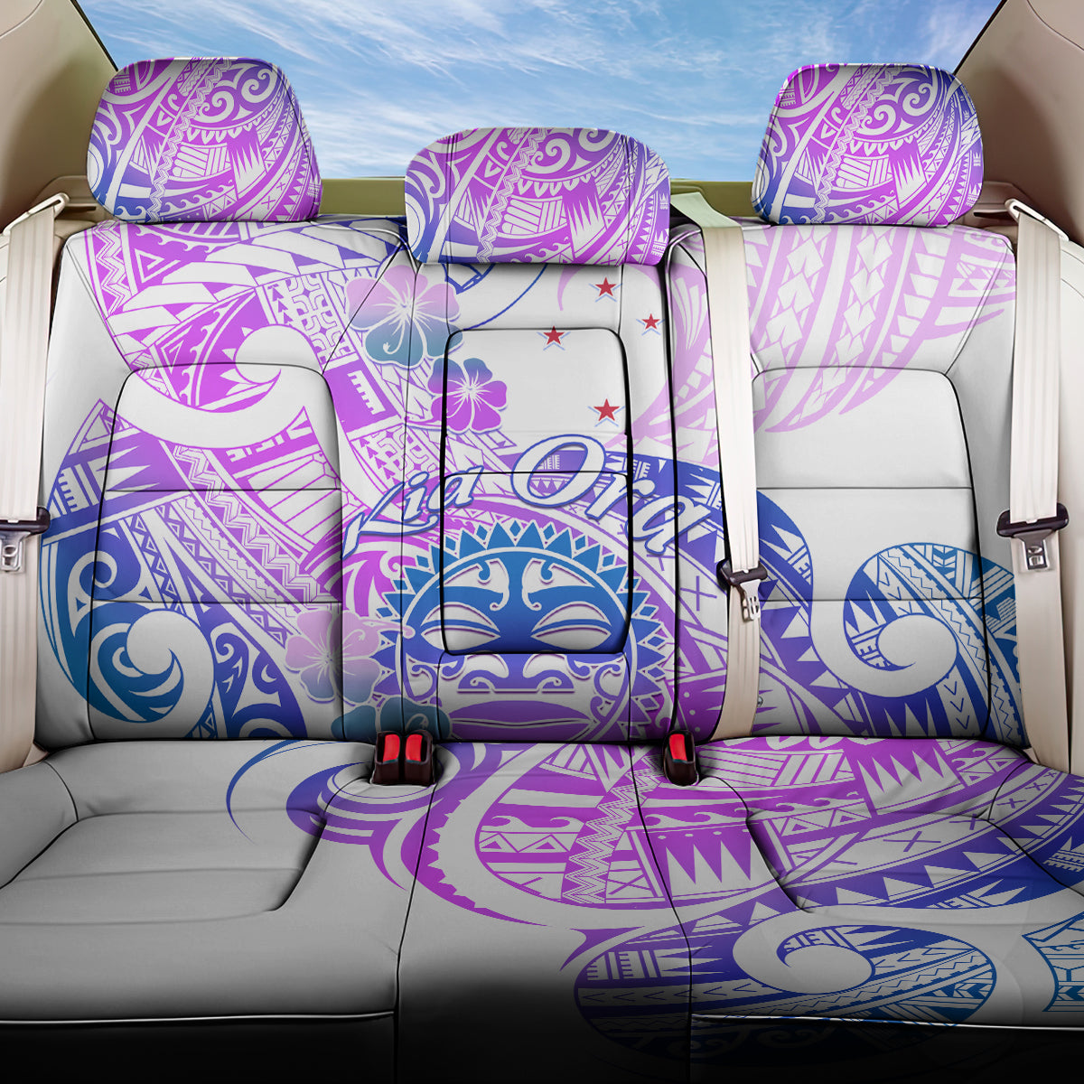 Kia Ora Maori New Zealand Pastel Back Car Seat Cover Sun Ta Moko Lilac Version LT01