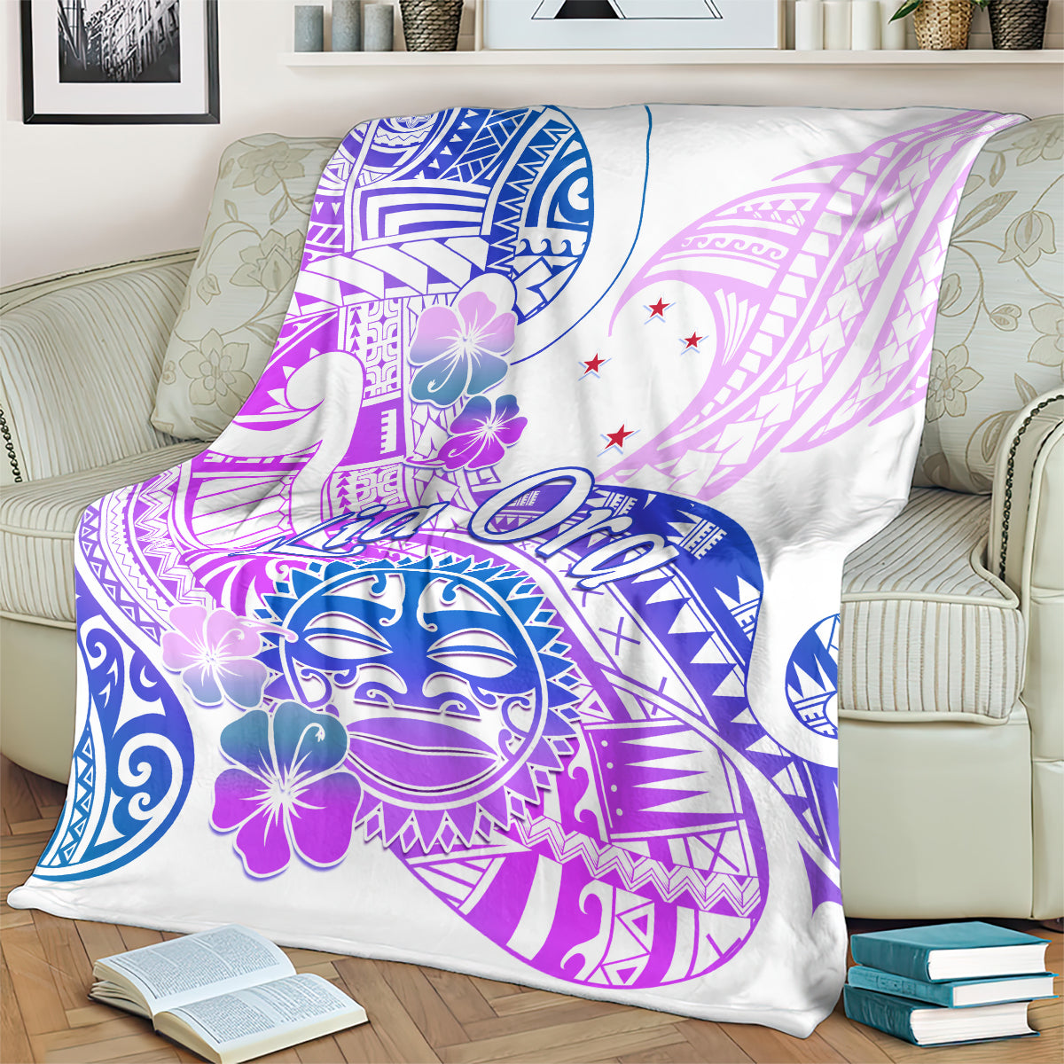 Kia Ora Maori New Zealand Pastel Blanket Sun Ta Moko Lilac Version LT01 - Polynesian Pride