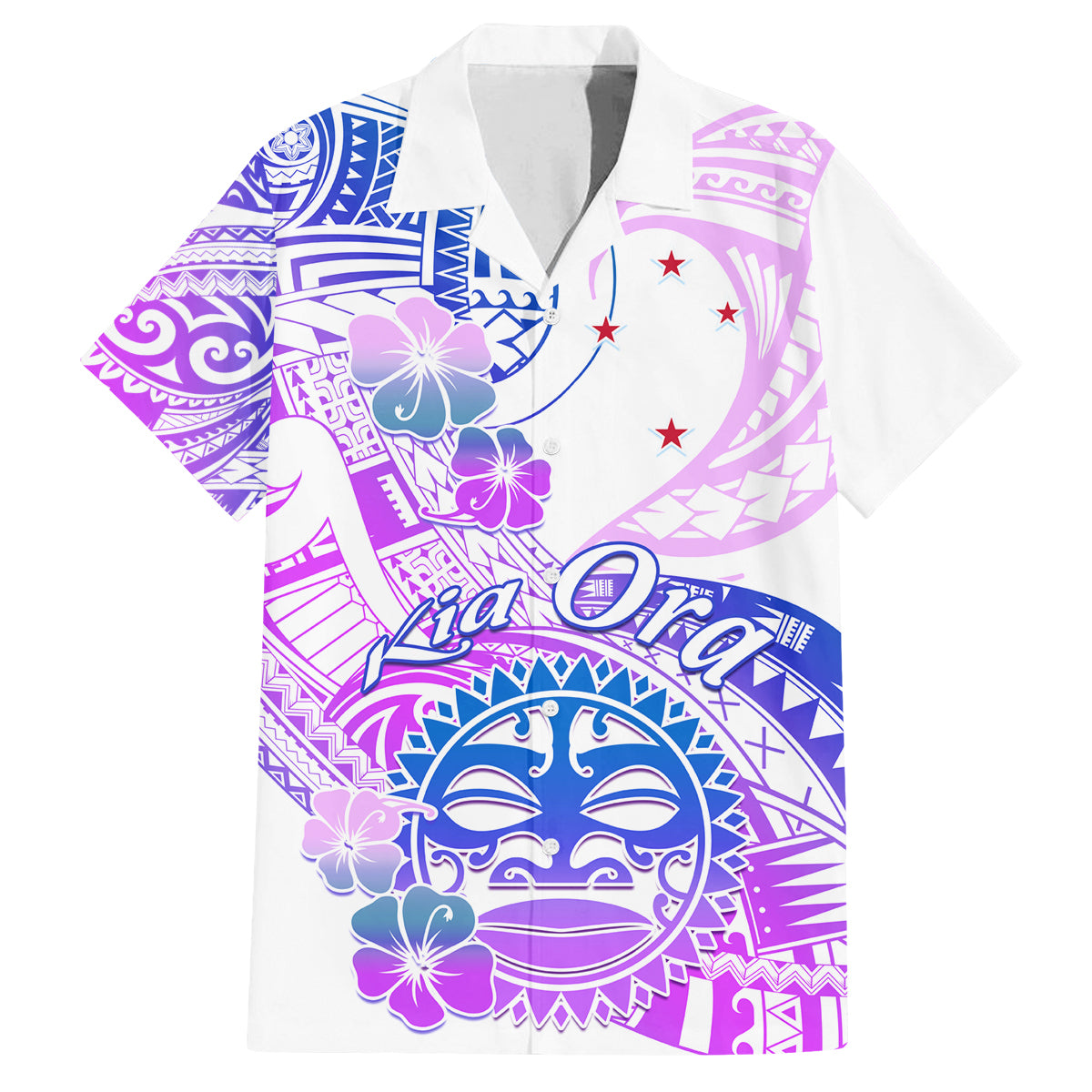Kia Ora Maori New Zealand Pastel Family Matching Puletasi Dress and Hawaiian Shirt Sun Ta Moko Lilac Version LT01 Dad's Shirt - Short Sleeve Purple - Polynesian Pride