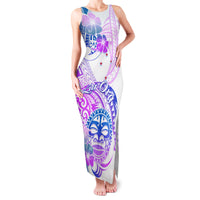 Kia Ora Maori New Zealand Pastel Family Matching Tank Maxi Dress and Hawaiian Shirt Sun Ta Moko Lilac Version LT01 Mom's Dress Purple - Polynesian Pride