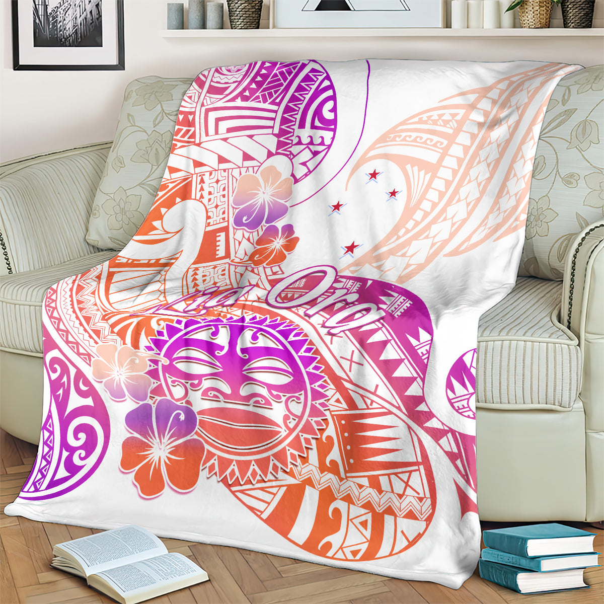 Kia Ora Maori New Zealand Pastel Blanket Sun Ta Moko Sunset Version LT01 - Polynesian Pride
