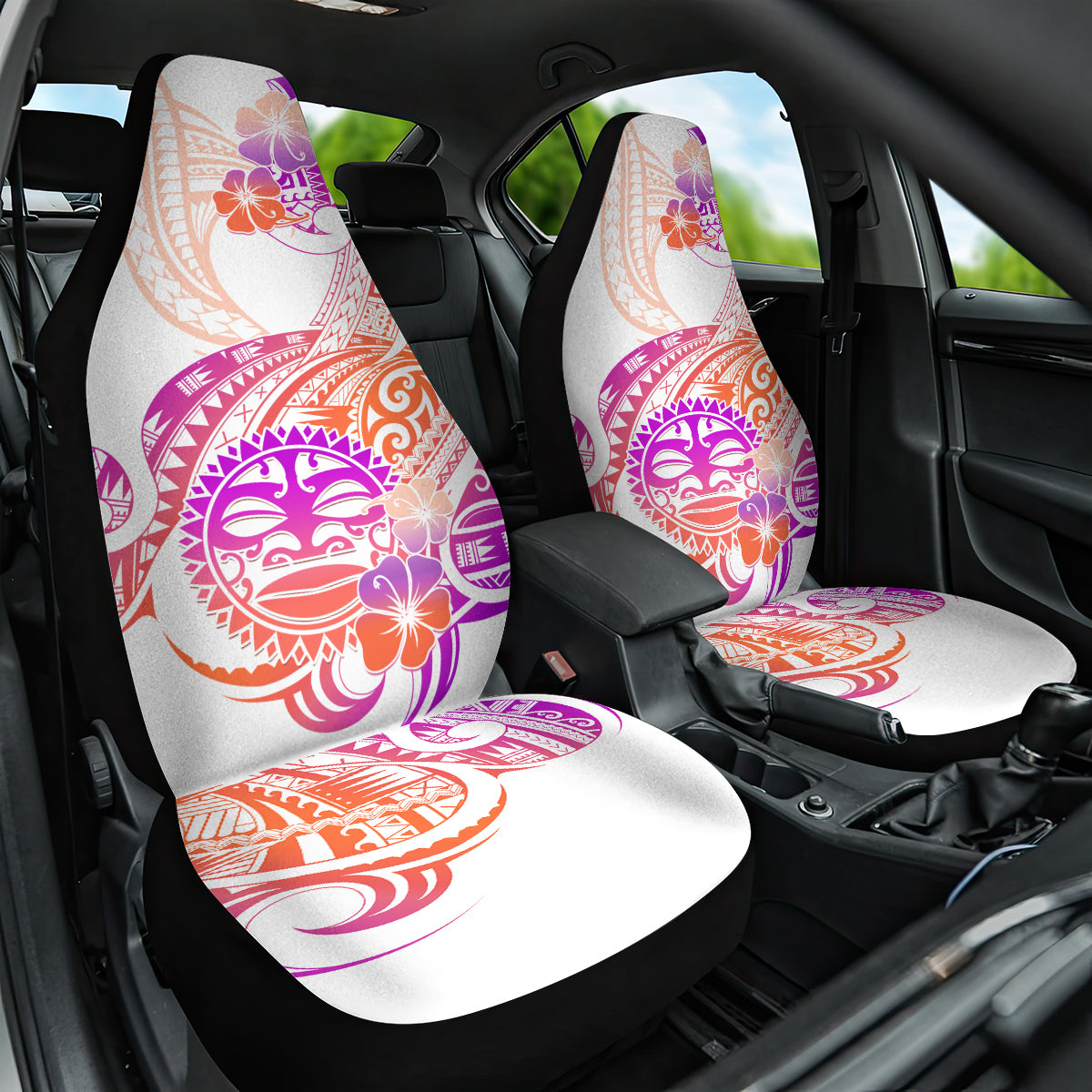 Kia Ora Maori New Zealand Pastel Car Seat Cover Sun Ta Moko Sunset Version LT01 One Size Orange - Polynesian Pride