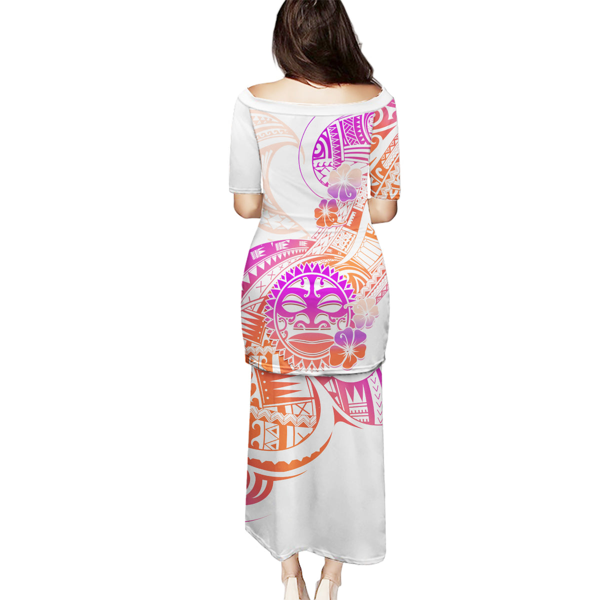 Kia Ora Maori New Zealand Pastel Puletasi Sun Ta Moko Sunset Version LT01 - Polynesian Pride