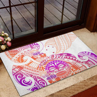 Kia Ora Maori New Zealand Pastel Rubber Doormat Sun Ta Moko Sunset Version LT01 - Polynesian Pride