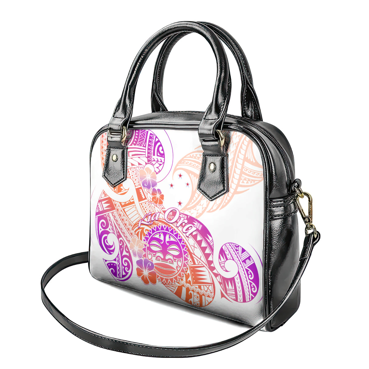Kia Ora Maori New Zealand Pastel Shoulder Handbag Sun Ta Moko Sunset Version LT01 - Polynesian Pride
