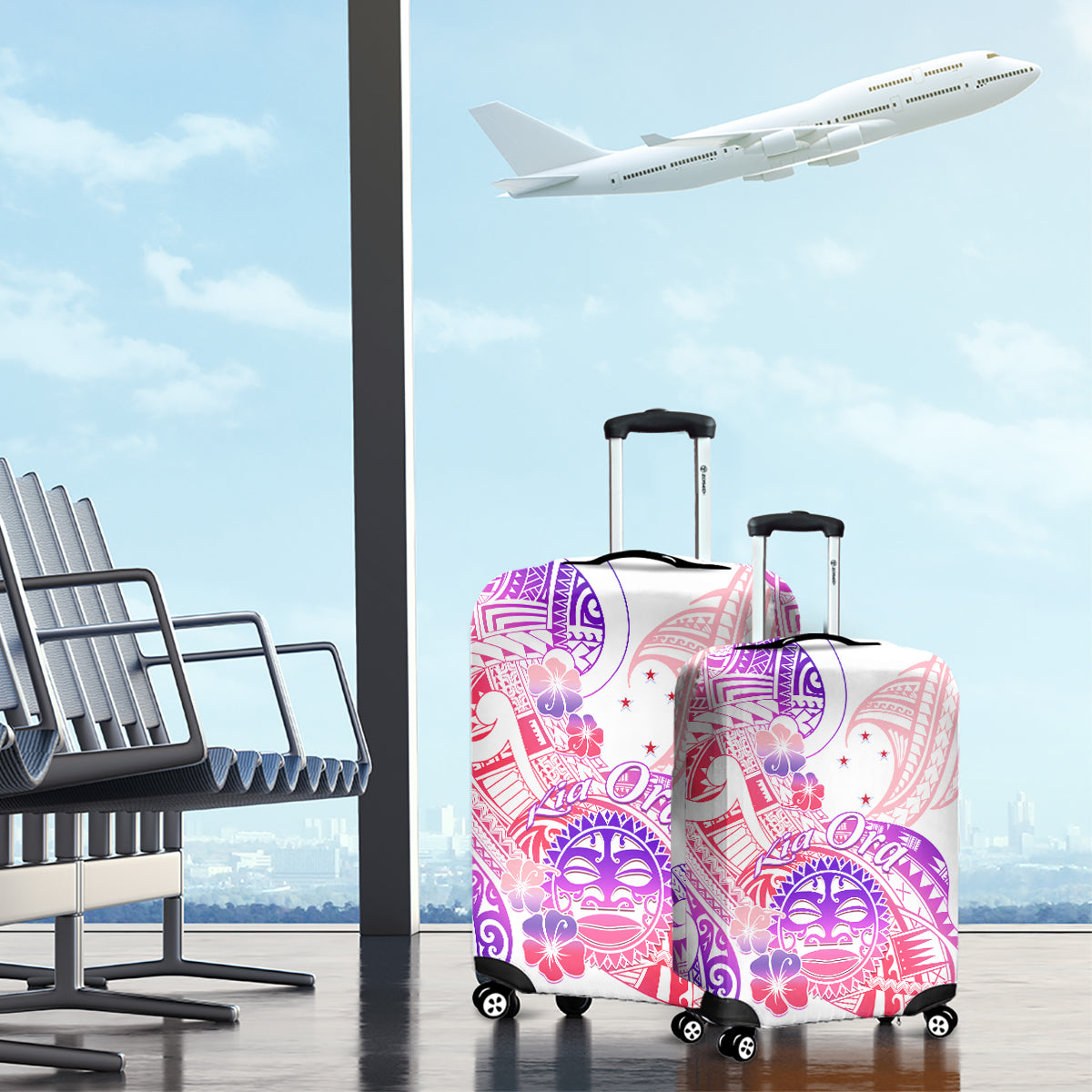 Kia Ora Maori New Zealand Pastel Luggage Cover Sun Ta Moko Sweet Version LT01 - Polynesian Pride