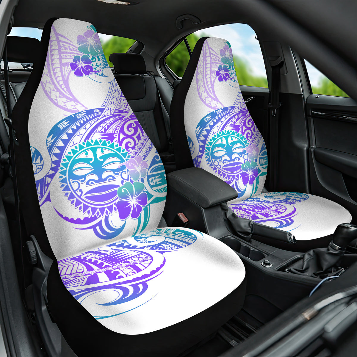 Kia Ora Maori New Zealand Pastel Car Seat Cover Sun Ta Moko Violet Version LT01 One Size Purple - Polynesian Pride