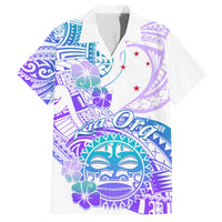Kia Ora Maori New Zealand Pastel Family Matching Off Shoulder Maxi Dress and Hawaiian Shirt Sun Ta Moko Violet Version LT01 Dad's Shirt - Short Sleeve Purple - Polynesian Pride
