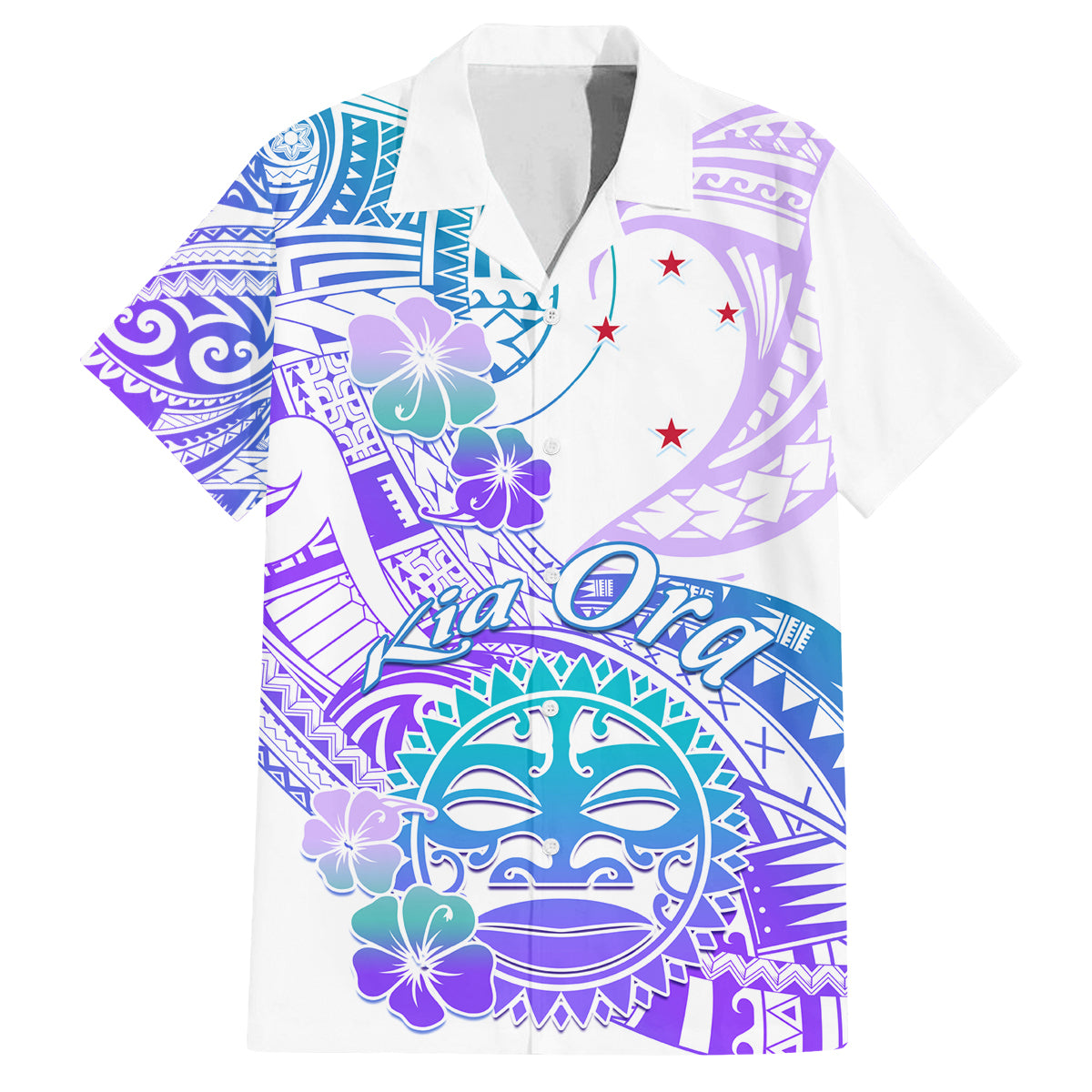 Kia Ora Maori New Zealand Pastel Family Matching Summer Maxi Dress and Hawaiian Shirt Sun Ta Moko Violet Version LT01 Dad's Shirt - Short Sleeve Purple - Polynesian Pride