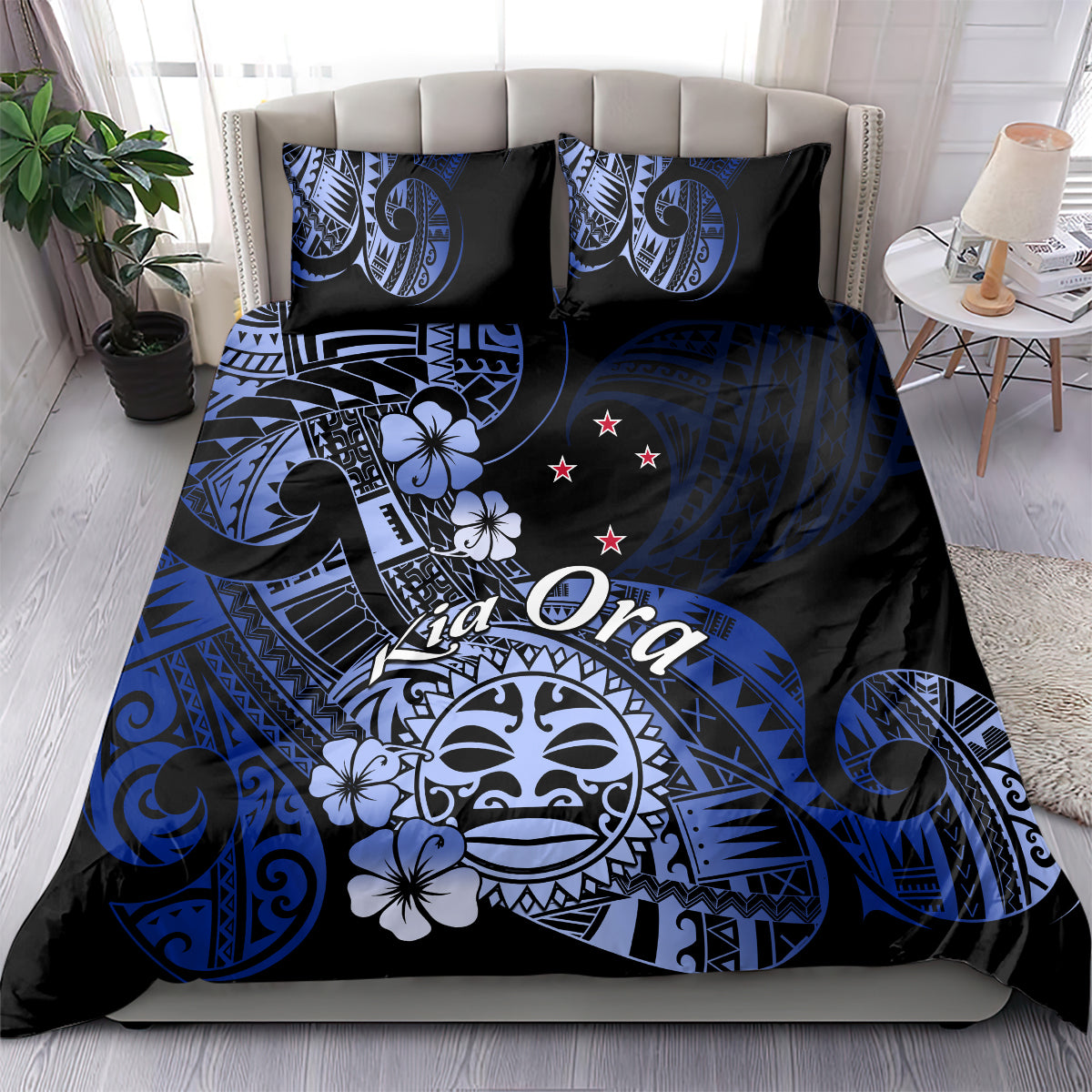 Aotearoa Kia Ora New Zealand Ta Moko Blue Version Bedding Set LT01 - Polynesian Pride