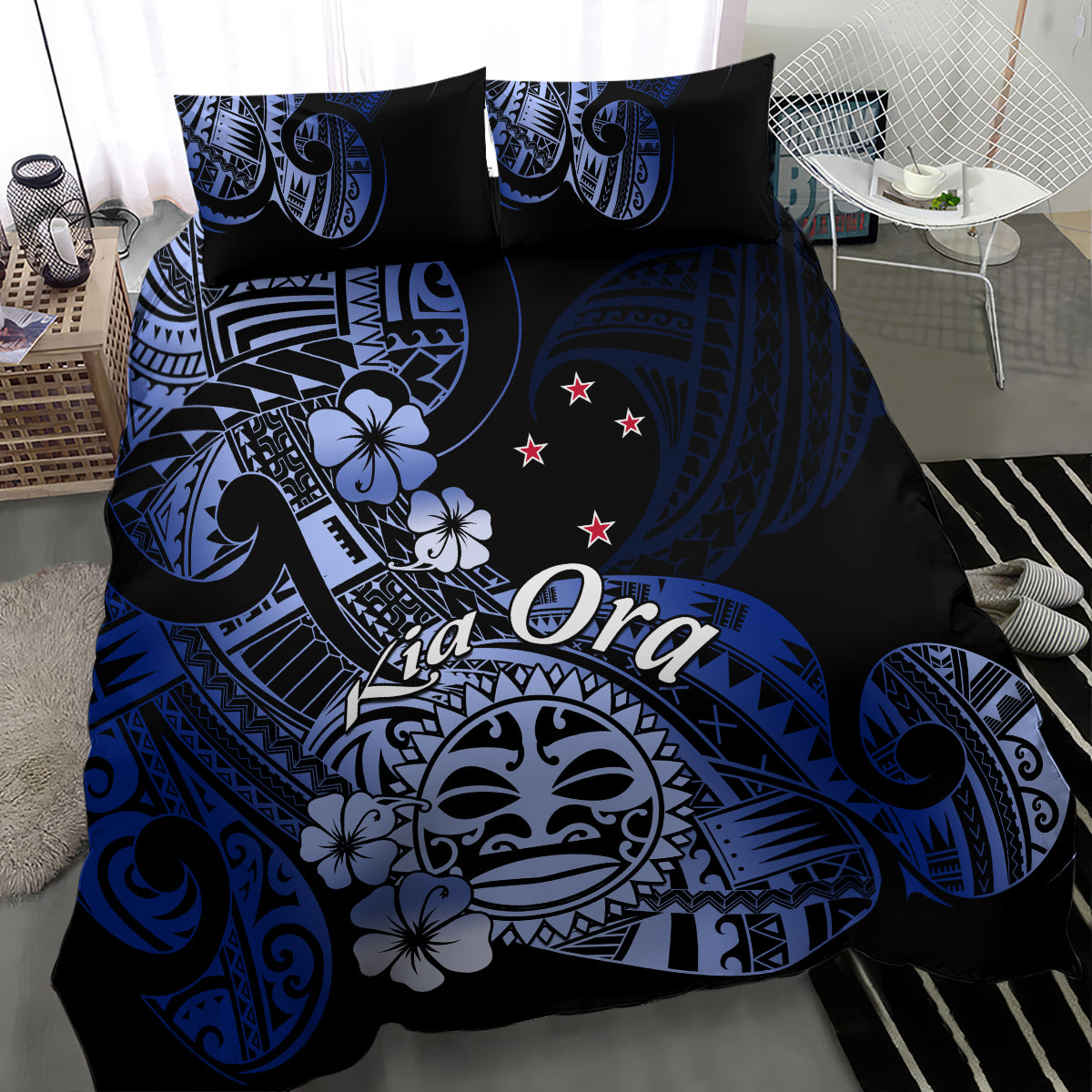 Aotearoa Kia Ora New Zealand Ta Moko Blue Version Bedding Set LT01 - Polynesian Pride