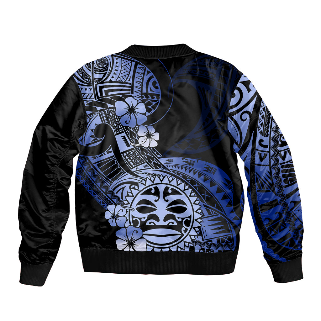 Aotearoa Kia Ora New Zealand Ta Moko Blue Version Bomber Jacket LT01 - Polynesian Pride