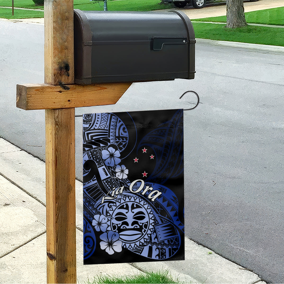 Aotearoa Kia Ora New Zealand Ta Moko Blue Version Garden Flag LT01 - Polynesian Pride