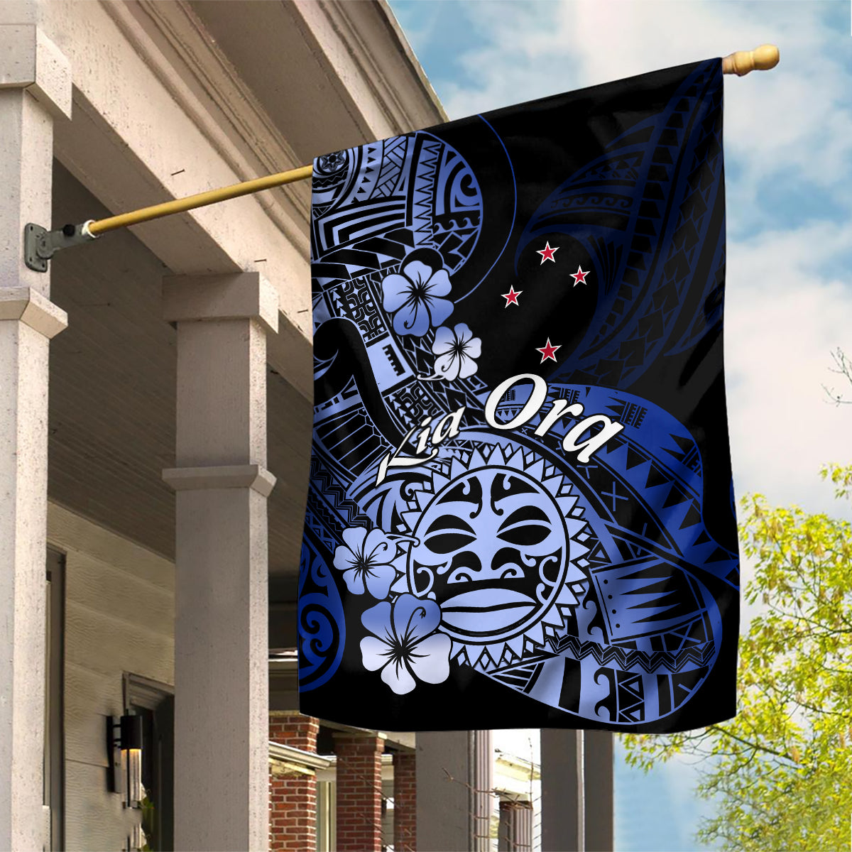 Aotearoa Kia Ora New Zealand Ta Moko Blue Version Garden Flag LT01 House Flag Blue - Polynesian Pride
