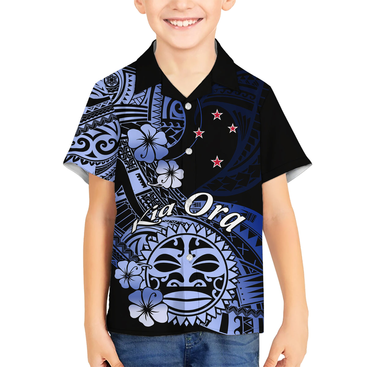 Aotearoa Kia Ora New Zealand Ta Moko Blue Version Hawaiian Shirt LT01 - Polynesian Pride