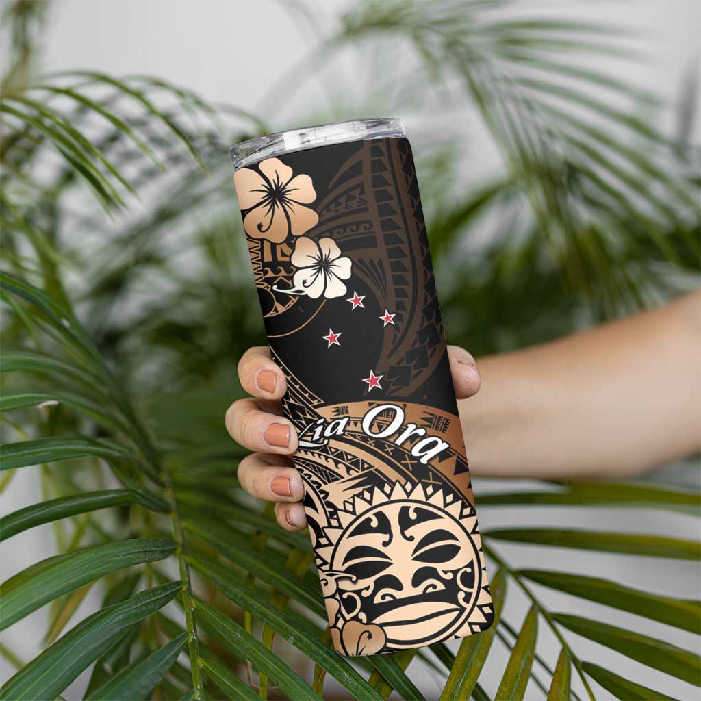 Aotearoa Kia Ora New Zealand Ta Moko Gold Version Skinny Tumbler